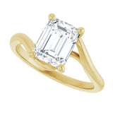 14K Yellow Gold 8x6 mm Emerald Lab-Grown Diamond Engagement Ring Mounting