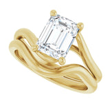 14K Yellow Gold 8x6 mm Emerald Lab-Grown Diamond Engagement Ring Mounting