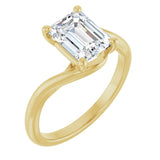14K Yellow Gold 8x6 mm Emerald Lab-Grown Diamond Engagement Ring Mounting