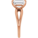 10K Rose Gold 10x8 mm Emerald Lab-Grown Diamond Solitaire Engagement Ring Mounting