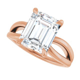 10K Rose Gold 10x8 mm Emerald Lab-Grown Diamond Solitaire Engagement Ring Mounting