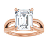 10K Rose Gold 10x8 mm Emerald Lab-Grown Diamond Solitaire Engagement Ring Mounting