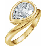 14K Yellow Gold 10x7 mm Pear Lab-Grown Diamond Engagement Ring Mounting