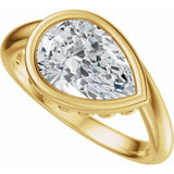 14K Yellow Gold 10x7 mm Pear Lab-Grown Diamond Engagement Ring Mounting
