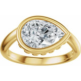 14K Yellow Gold 10x7 mm Pear Lab-Grown Diamond Engagement Ring Mounting