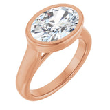 14K Rose Gold 11.5 x 8 mm Oval Lab-Grown Diamond Bezel-Set Engagement Ring Mounting