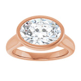 14K Rose Gold 11.5 x 8 mm Oval Lab-Grown Diamond Bezel-Set Engagement Ring Mounting