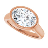 14K Rose Gold 11.5 x 8 mm Oval Lab-Grown Diamond Bezel-Set Engagement Ring Mounting