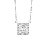 LADIES NECKLACE 1CT ROUND/PRINCESS DIAMOND 14K WHITE GOLD (CENTER STONE PRINCESS DIAMOND 3/4CT )