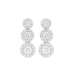 LADIES EARRINGS 3 3/4CT ROUND DIAMOND 14K WHITE GOLD (CENTER STONE ROUND DIAMOND 1 1/3C T )