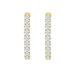 LADIES HOOP EARRINGS 5CT ROUND DIAMOND 14K YELLOW GOLD