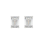 LADIES SOLITAIRE EARRINGS 3CT EMERALD DIAMOND 14K WHITE GOLD