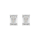 LADIES SOLITAIRE EARRINGS 3CT EMERALD DIAMOND 14K WHITE GOLD