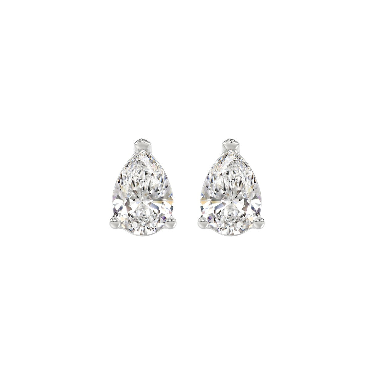 LADIES SOLITAIRE EARRINGS 2CT PEAR DIAMOND 14K WHITE GOLD
