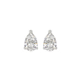 LADIES SOLITAIRE EARRINGS 2CT PEAR DIAMOND 14K WHITE GOLD