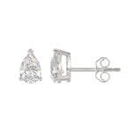 LADIES SOLITAIRE EARRINGS 2CT PEAR DIAMOND 14K WHITE GOLD