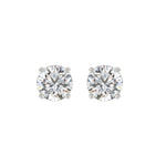 LADIES SOLITAIRE EARRINGS 3CT ROUND DIAMOND 14K WHITE GOLD (CENTER STONE ROUND DIAMOND 1 1/2CT)