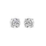 LADIES SOLITAIRE EARRINGS 3CT ROUND DIAMOND 14K WHITE GOLD (CENTER STONE ROUND DIAMOND 1 1/2CT)