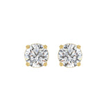 LADIES SOLITAIRE EARRINGS 3CT ROUND DIAMOND 14K YELLOW GOLD (CENTER STONE ROUND DIAMOND 1 1/2CT)