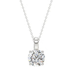 LADIES SOLITAIRE PENDANT WITH CHAIN 2CT ROUND DIAMOND 14K WHITE GOLD