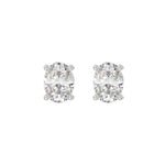 LADIES SOLITAIRE EARRINGS 3CT OVAL DIAMOND 14K WHITE GOLD (CENTER STONE OVAL DIAMOND 1 1/2CT )