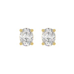 LADIES SOLITAIRE EARRINGS 3CT OVAL DIAMOND 14K YELLOW GOLD (CENTER STONE OVAL DIAMOND 1 1/2CT )