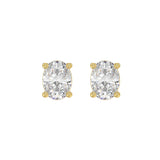 LADIES SOLITAIRE EARRINGS 3CT OVAL DIAMOND 14K YELLOW GOLD (CENTER STONE OVAL DIAMOND 1 1/2CT )