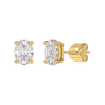 LADIES SOLITAIRE EARRINGS 3CT OVAL DIAMOND 14K YELLOW GOLD (CENTER STONE OVAL DIAMOND 1 1/2CT )