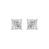LADIES SOLITAIRE EARRINGS 3CT PRINCESS DIAMOND 14K WHITE GOLD