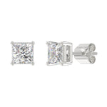 LADIES SOLITAIRE EARRINGS 3CT PRINCESS DIAMOND 14K WHITE GOLD