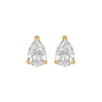 LADIES SOLITAIRE EARRINGS 3CT PEAR DIAMOND 14K YELLOW GOLD