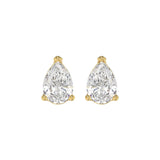 LADIES SOLITAIRE EARRINGS 3CT PEAR DIAMOND 14K YELLOW GOLD