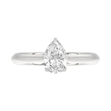 LADIES SOLITAIRE RING 1CT PEAR DIAMOND 14K WHITE GOLD