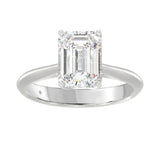 LADIES SOLITAIRE RING 3CT EMERALD DIAMOND 14K WHITE GOLD (CENTER STONE EMERALD DIAMOND 3CT )