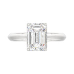 LADIES SOLITAIRE RING 3CT EMERALD DIAMOND 14K WHITE GOLD (CENTER STONE EMERALD DIAMOND 3CT )