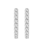 LADIES HOOP EARRINGS 11CT ROUND DIAMOND 14K WHITE GOLD