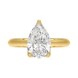 LADIES SOLITAIRE RING 3CT PEAR DIAMOND 14K YELLOW GOLD