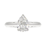 LADIES SOLITAIRE RING 2CT PEAR DIAMOND 14K WHITE GOLD
