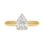 LADIES SOLITAIRE RING 2CT PEAR DIAMOND 14K YELLOW GOLD