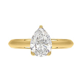LADIES SOLITAIRE RING 2CT PEAR DIAMOND 14K YELLOW GOLD