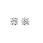 LADIES SOLITAIRE EARRINGS 2CT ROUND DIAMOND 14K WHITE GOLD