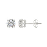 LADIES SOLITAIRE EARRINGS 2CT ROUND DIAMOND 14K WHITE GOLD