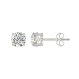 LADIES SOLITAIRE EARRINGS 2CT ROUND DIAMOND 14K WHITE GOLD