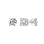 LADIES SOLITAIRE EARRINGS 2CT ROUND DIAMOND 14K WHITE GOLD