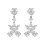 LADIES EARRINGS 3CT ROUND/MARQUISE/PEAR DIAMOND 14K WHITE GOLD
