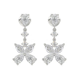 LADIES EARRINGS 3CT ROUND/MARQUISE/PEAR DIAMOND 14K WHITE GOLD