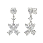 LADIES EARRINGS 3CT ROUND/MARQUISE/PEAR DIAMOND 14K WHITE GOLD