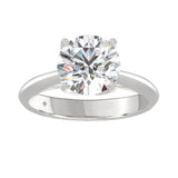 LADIES SOLITAIRE RING 3CT ROUND DIAMOND 14K WHITE GOLD