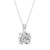 LADIES SOLITAIRE PENDANT 3CT ROUND DIAMOND 14K WHITE GOLD WITH CHAIN