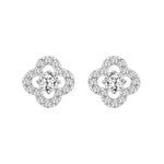 LADIES STUD EARRINGS 1CT ROUND DIAMOND 14K WHITE GOLD
